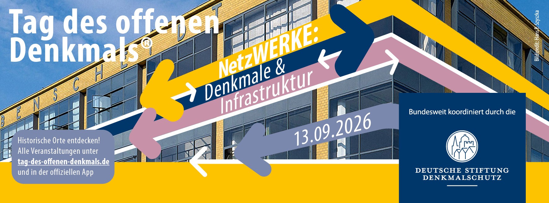 Tag des offenen Denkmals: Das Plakat zeigt das Fagus-Werk in Alfeld Fagus-Werk in Alfeld